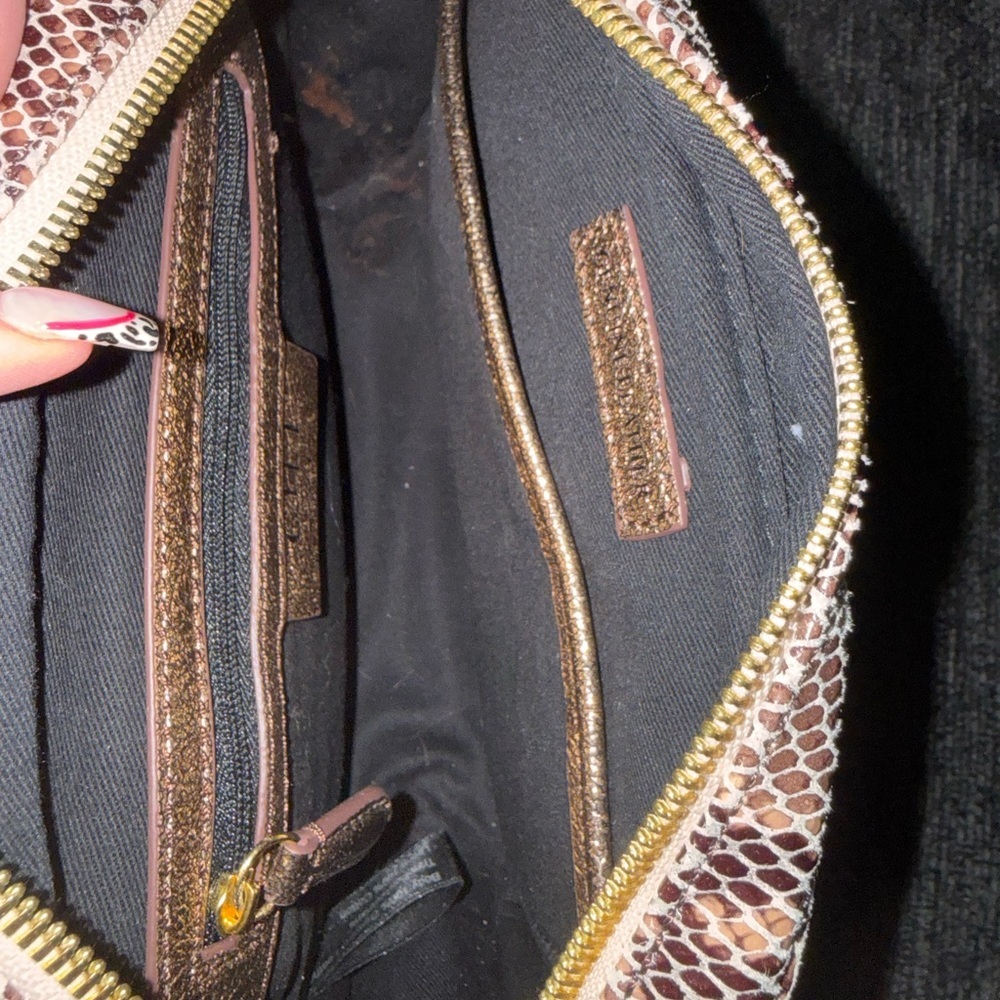 ✨ G.I.L.I. Snake Embossed Leather Rose Gold Crossbody Bag + Pouch ✨ - Picture 7 of 16